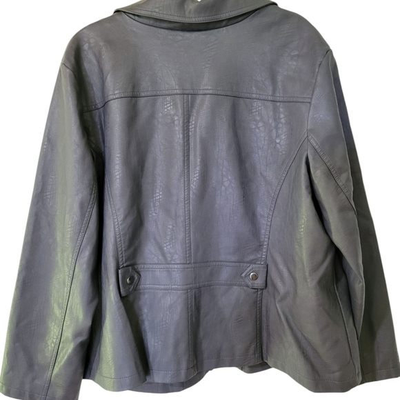 Alfani Gray Leather Jacket with Collared Neckline and Relaxed Fit - Picture 2 of 13